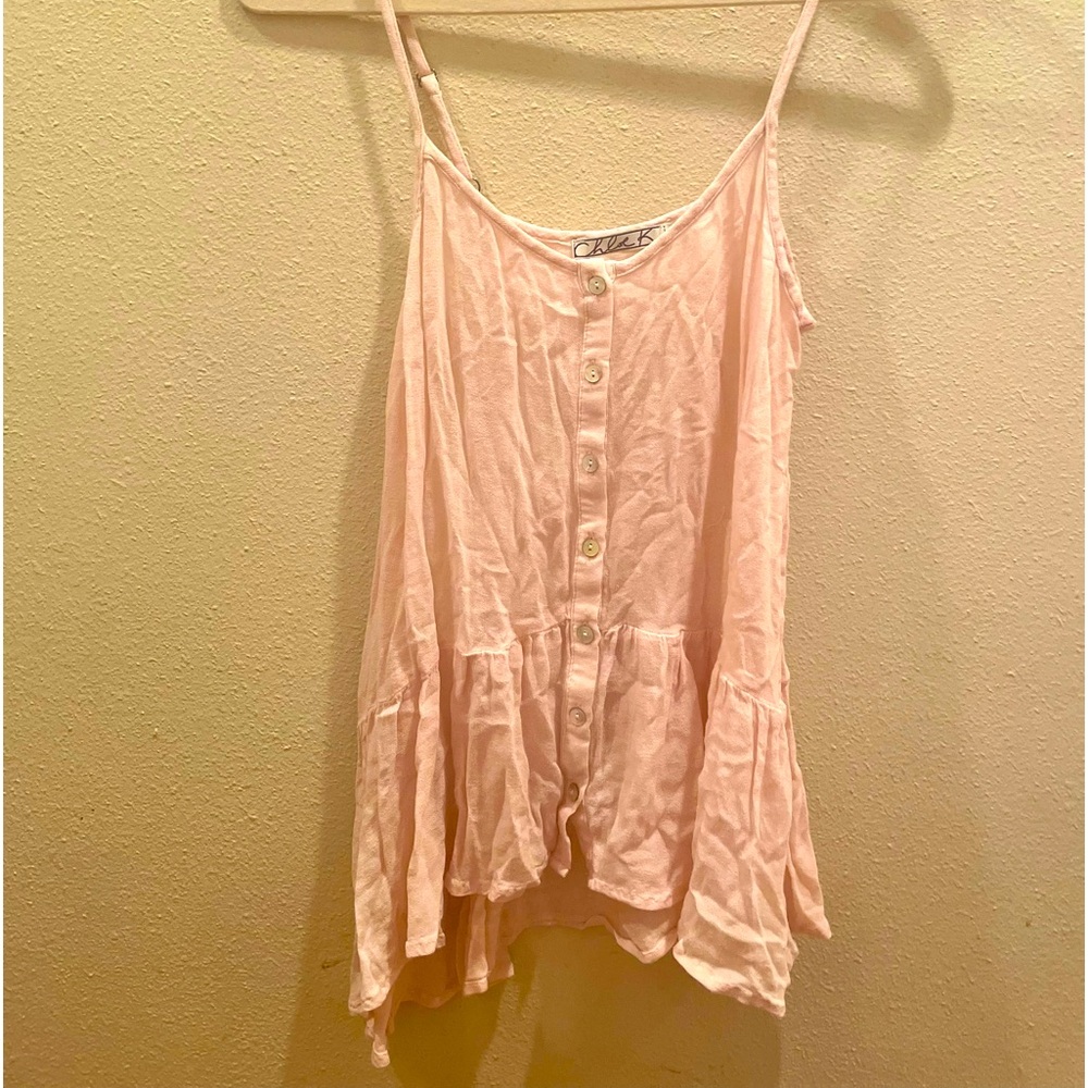 Light pink Chloe K tank with button front size small